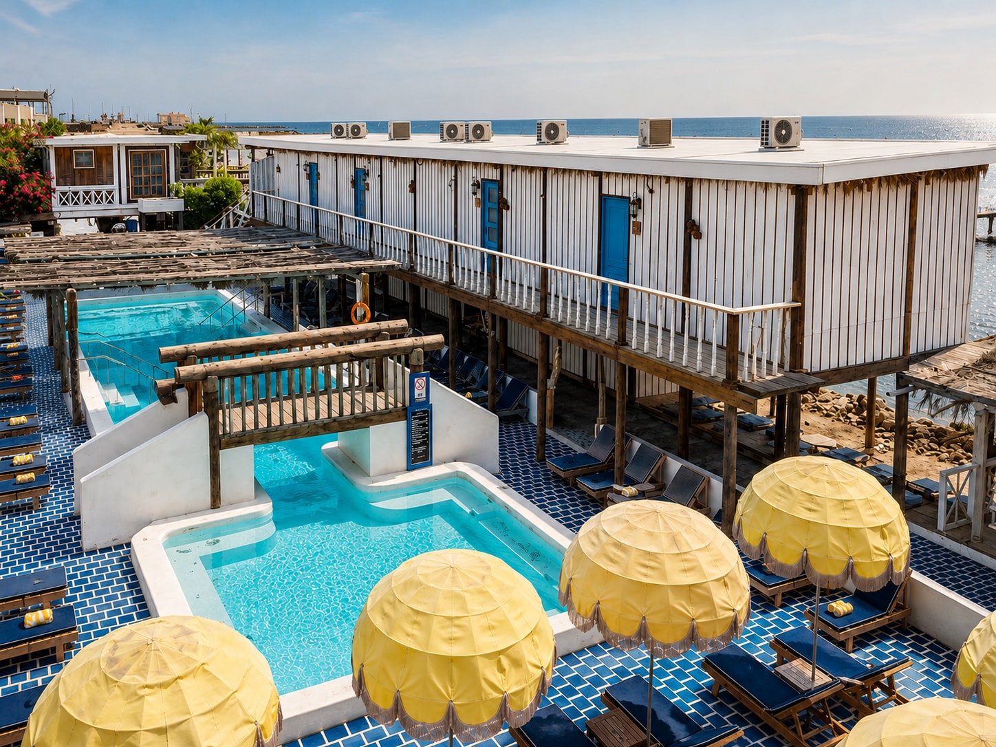 Family pool and sea beyond