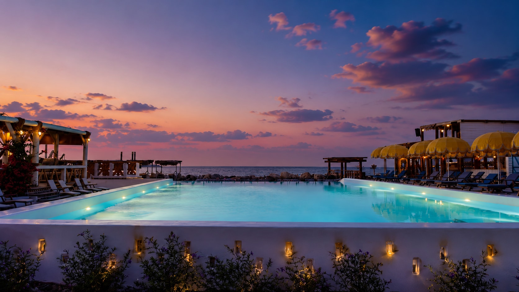 Main pool at sunset