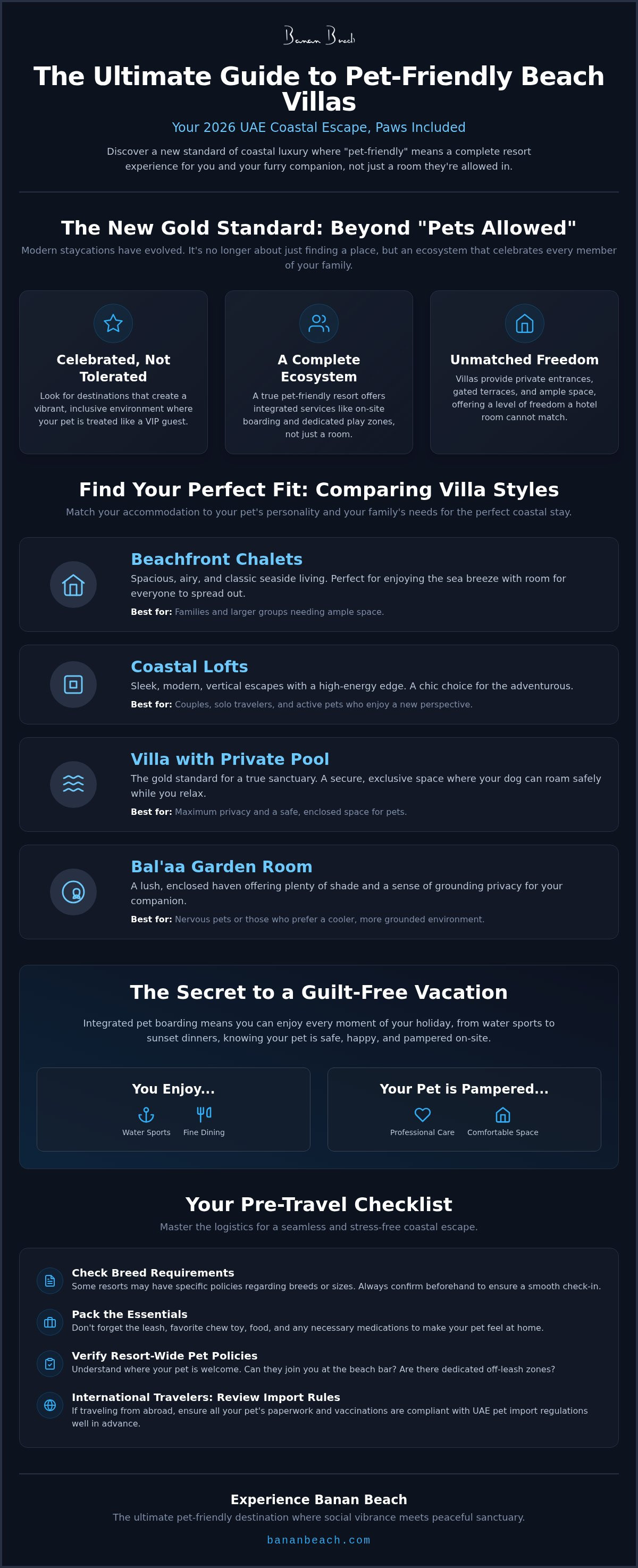 Infographic for Pet Friendly Beach Villa UAE: The Ultimate 2026 Staycation Guide